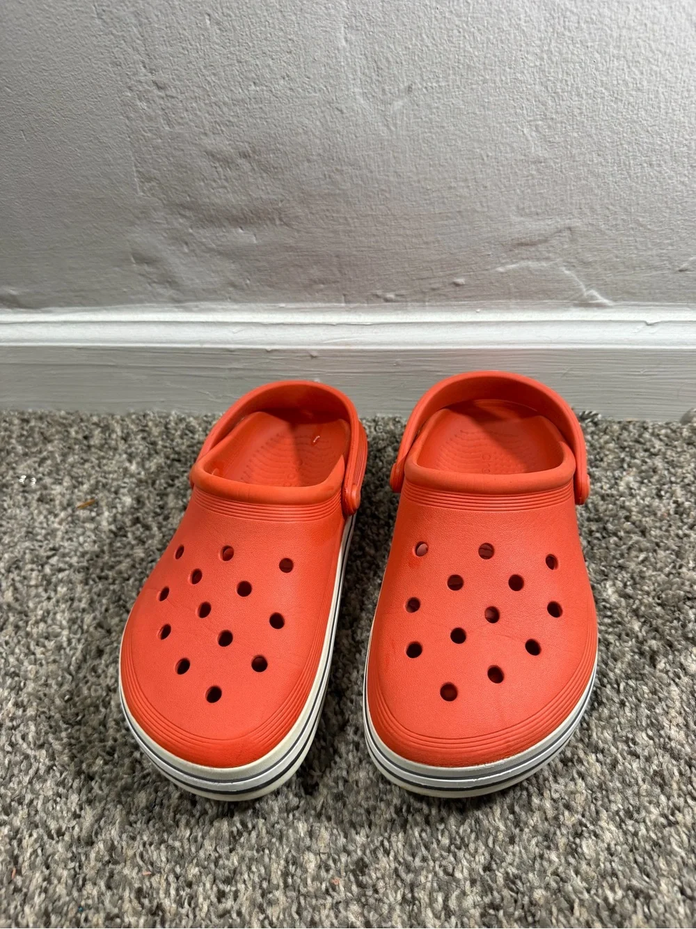 CROCS Kids' Coral Orange Classic Clogs with Heel Strap